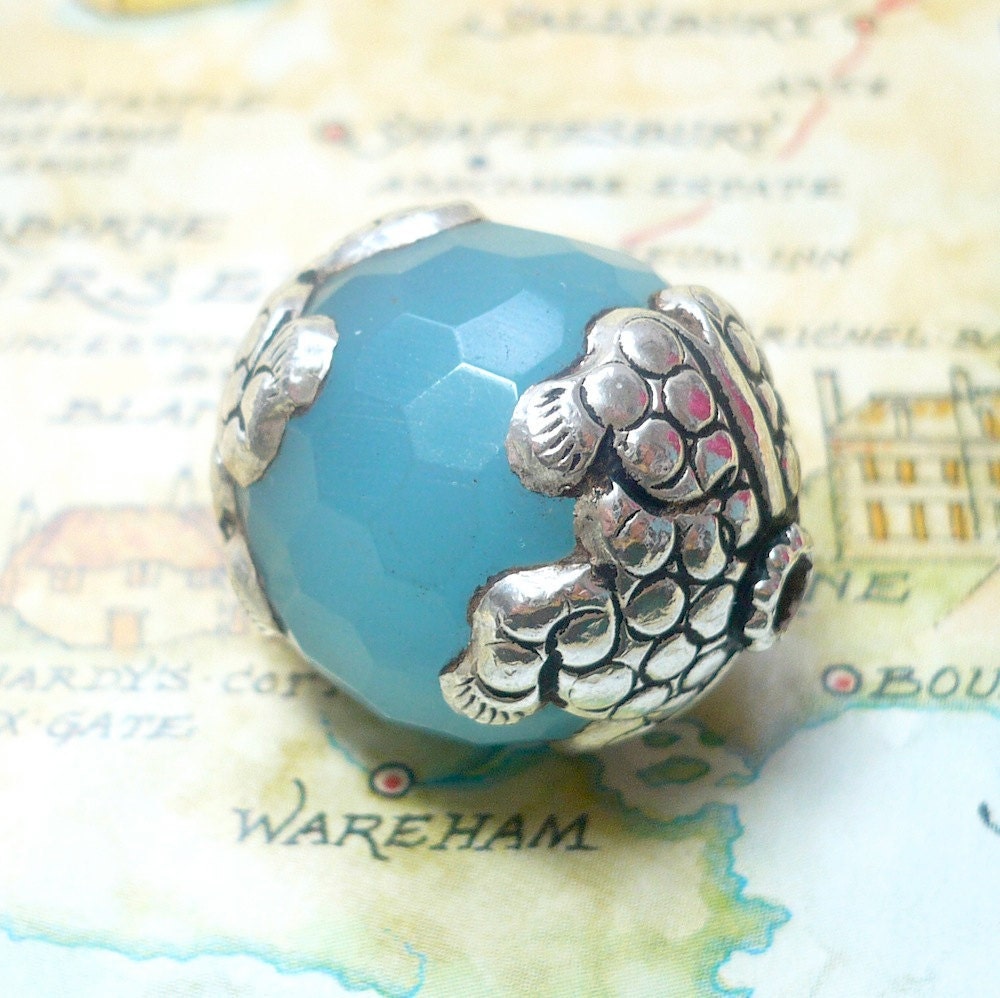Blue Quartz Sterling Silver Bead
