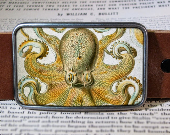 octopus belt buckle, vintage inspired, retro cool 237