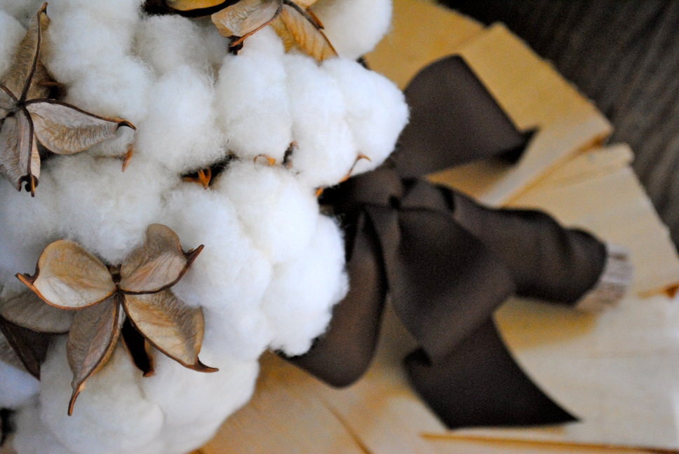 Cotton Boll Bridal Bouquet - Natural Cotton - Raw Cotton - Cotton Bolls - Wedding - Bride - Bridesmaid