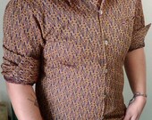 mens geometric print button up shirt size medium