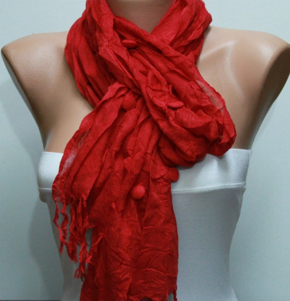 WAS 19, NOW 15 - Red - Shawl Scarf - Cowl by Fatwoman