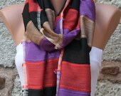 Multicolor Silk Shawl Scarf -  Cowl