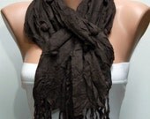 WAS 19, NOW 15 - Dark Brown  - Shawl Scarf - Cowl by Fatwoman