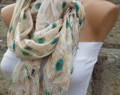 Multicolor  Shawl Scarf -  Cowl Scarf  Peacock Scarf - fatwoman