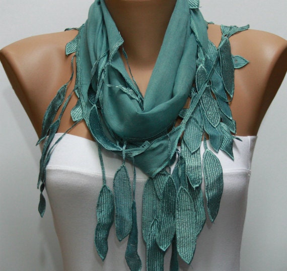 Scarf , Teal Cotton Scarf Headband Woman Necklace Cowl
