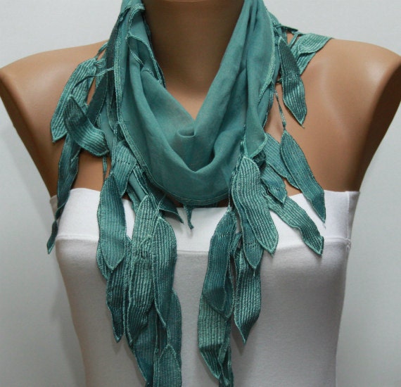 Scarf , Teal Cotton Scarf Headband Woman Necklace Cowl