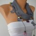 BIG SALE Gray Scarf ,Cotton Woman Cowl with Lace Edge -