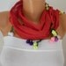 Red Scarf Cotton Scarf  Cowl with  Lace Edge  Gift