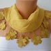 Mustard Scarf - Cotton Scarf - Cowl Scarf - Shawl with Lace Edge - fatwoman