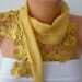 Mustard Scarf - Cotton Scarf - Cowl Scarf - Shawl with Lace Edge - fatwoman