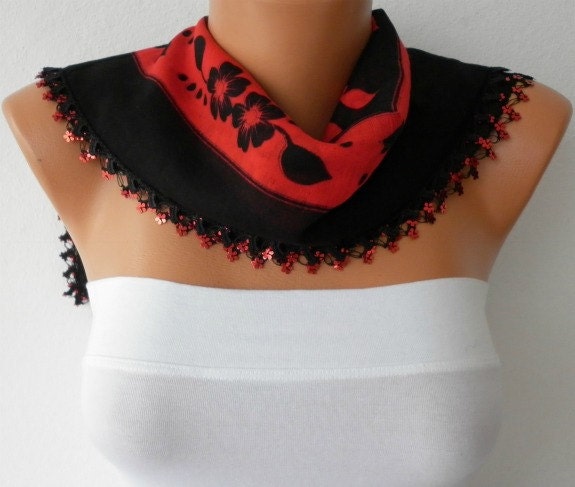 Turkish Anatolians Scarf - Oya - Yemeni - Cowl Headband Necklace - Multicolor