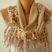 Beige Scarf Women Pashmina  Scarf  - Cotton Scarf - Cowl with Lace  Edge - Beige - fatwoman