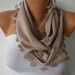 Beige Scarf  -  Pashmina Scarf  -  Cowl with Lace Edge
