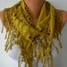 Mustard Scarf Pashmina Scarf Headband Necklace Cowl with Lace Edge -