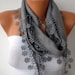 Silver Scarf -  Pashmina Scarf  - Cowl with Lace Edge
