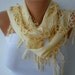 Light Yellow Scarf -  Pashmina Scarf  - Cowl Scarf with Lace Edge - fatwoman