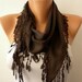 Brown Scarf - Pashmina Scarf - Cowl with Lace Edge -