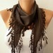 Brown Scarf - Pashmina Scarf - Cowl with Lace Edge -