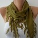 Olive Green Scarf -  Pashmina Scarf  - Cowl Scarf with Lace Edge - fatwoman