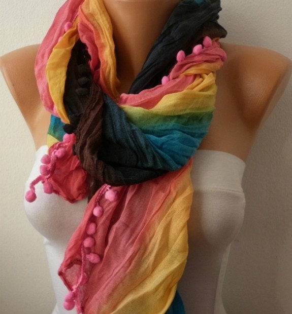 Rainbow Women Shawl Scarf -  Cowl