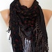 Red Black Scarf -  Shawl Scarf -  Cowl Scarf with Fringe - fatwoman