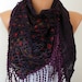 Purple Black Scarf - Cowl with Lace Edge