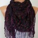 Purple Black Scarf - Cowl with Lace Edge