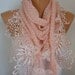 Salmon Scarf  -  Headband Necklace Cowl with Lace Edge