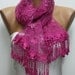 Hot Pink Scarf - Cowl with Lace Edge