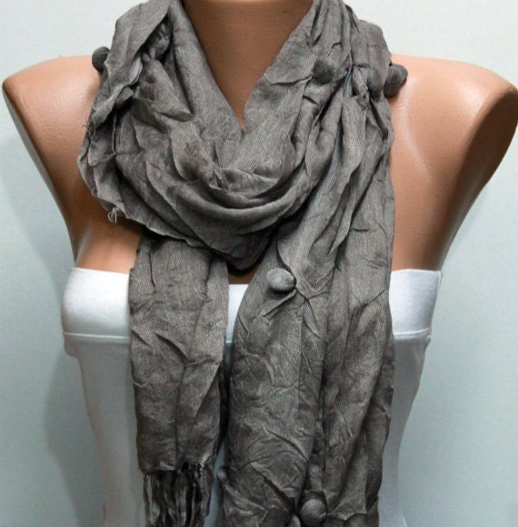 WAS 19, NOW 15 - Taupe-Gray - Shawl Scarf - Cowl by Fatwoman