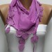 Thulian Pink  Scarf  - Cotton  Scarf -  Cowl with Lace Edge   - fatwoman