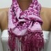 Leopard  Scarf -  Cotton Scarf  Cowl with  Lace Edge