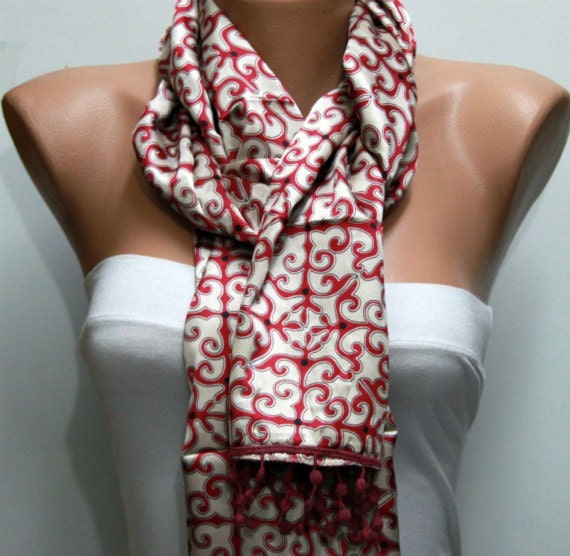 Women Scarf Shawl Scarf - Cowl with Lace Edge