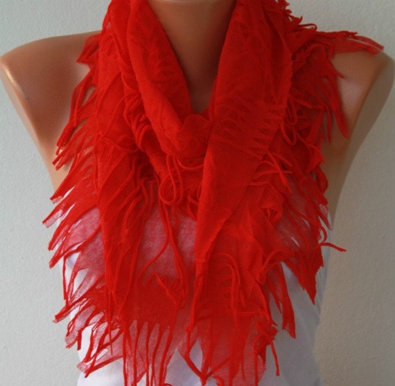Red  Shawl Scarf -  Cowl