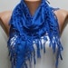 Blue Scarf  -  Pashmina Scarf  -  Cowl Scarf with Lace Edge - bridesmaid Gift - fatwoman