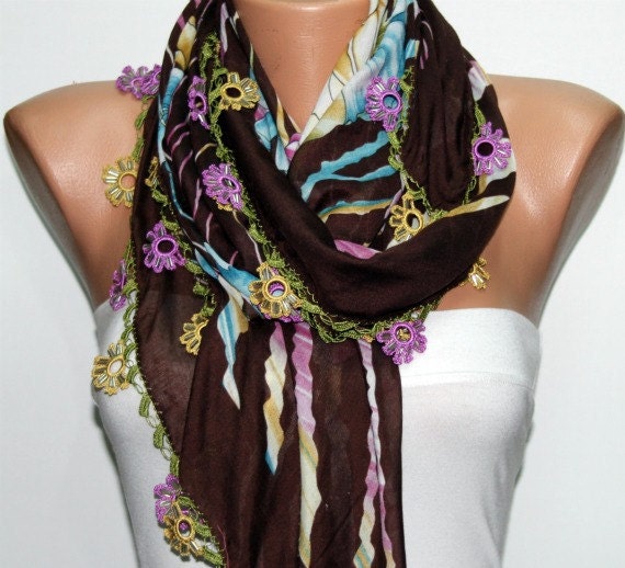 Turkish Anatolians Scarf - Oya - Yemeni - Cowl - Multicolor - New