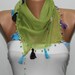 BIG SALE Green Scarf ,Cotton Scarf Woman Cowl with Lace Edge -