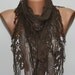 Brown Shawl Scarf - Cowl with Lace Edge