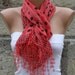 Polka Dot Scarf - Red  Scarf -  Cotton Scarf  Cowl with  Lace Edge - fatwoman
