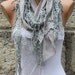 Gray Shawl Scarf -  Cowl with Lace Edge bridesmaid gift - fatwoman