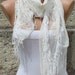 Creamy White Shawl Scarf -  Cowl  Scarf - fatwoman bridesmaid gift with Lace Edge Lace Shawl Lace Scarf