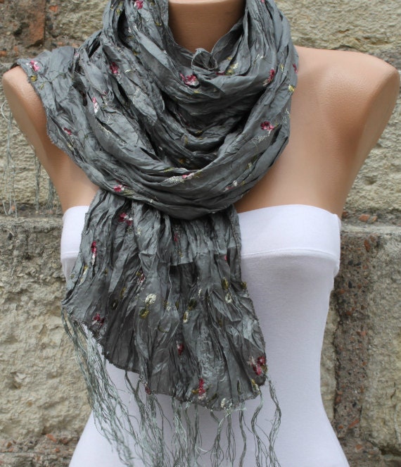Gray Scarf  - Shawl Scarf -  Cowl Scarf - fatwoman bridesmaid gift
