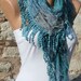 BIG SALE Blue Scarf - Cowl with Lace Edge - Fatwoman