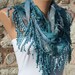 BIG SALE Blue Scarf - Cowl with Lace Edge - Fatwoman