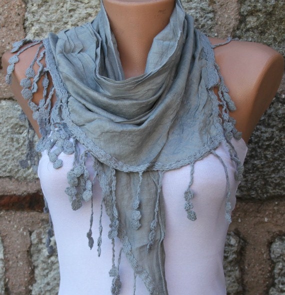 Gray - Shawl Scarf - Cowl