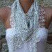 Polka Dot Scarf - Shawl - Cowl with Lace Edge White - fatwoman - Bridesmaids Gifts