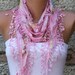 Multicolor Scarf  - Cotton  Scarf -  Cowl with Lace Edge
