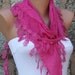 Hot Pink  Scarf  -  Cotton Scarf  -  Cowl with Lace