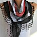 Plaid Scarf - Cotton Scarf Cowl Scarf with Lace Edge - fatwoman