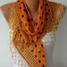 Polka Dot Scarf - Cotton Scarves - Cowl Scarf - Shawl with Lace Edge - Orange - fatwoman